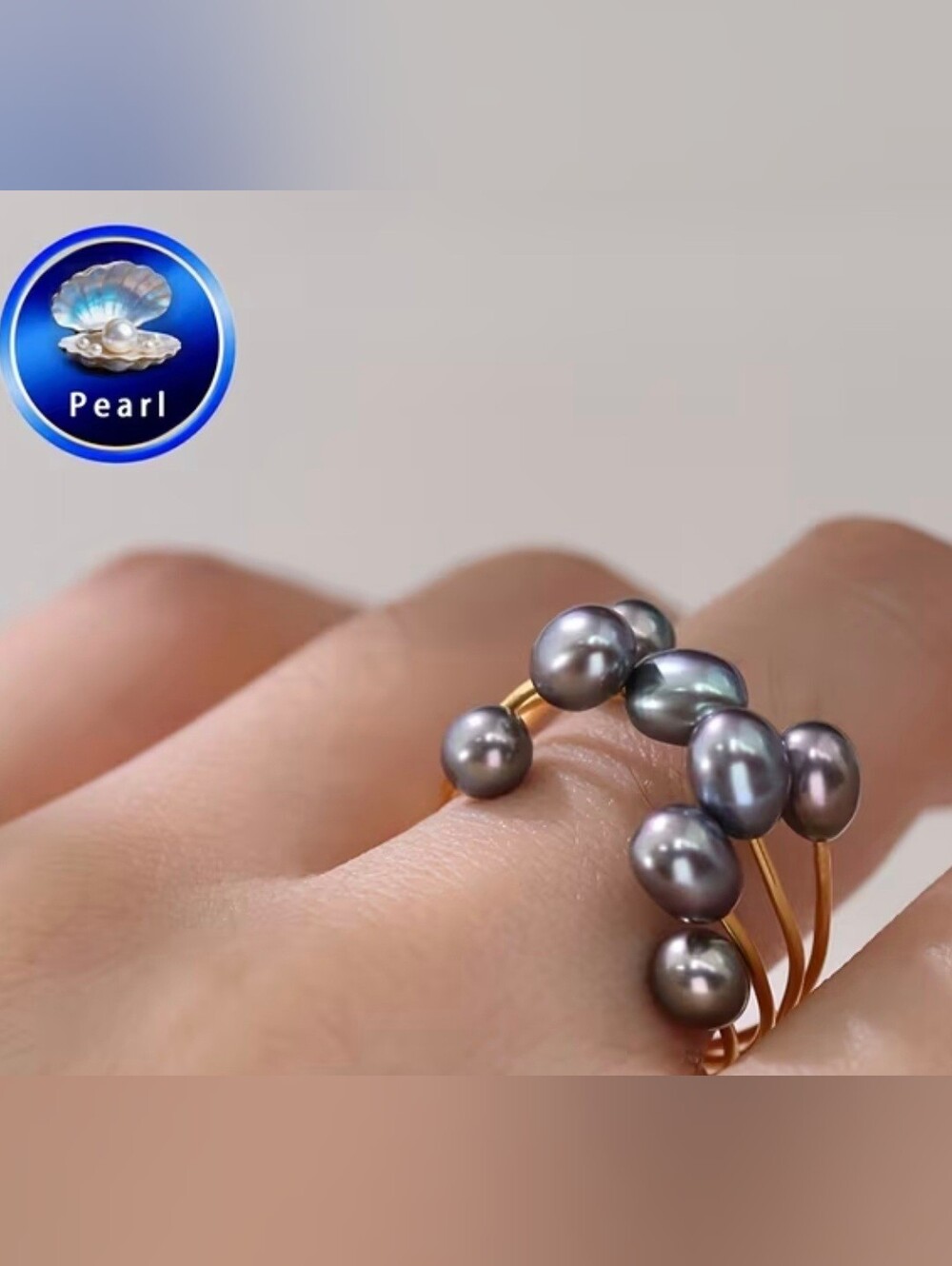 🖤💜NEW🖤💜 STUNNING!! Mini BLACK FRESHWATER PEARL Adjustable Statement Ring